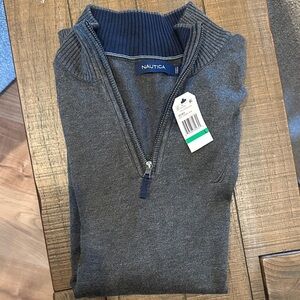 NWT Nautica Men's Blue and Gray Zip-Up Sweater